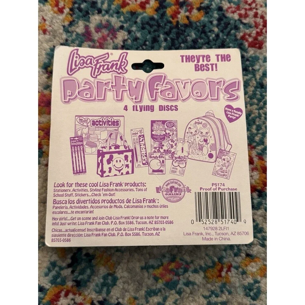 Vintage 90s Lisa Frank 4 Flying Discs Party Favors‎ NEW